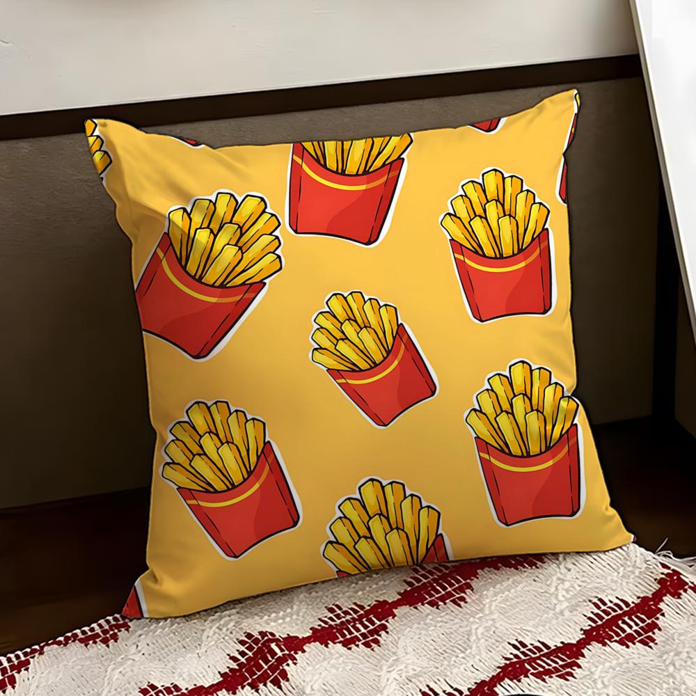 Golden French fries Cushion Cover Reversible Soft Durable Pillow Cover Home Car MultiScene Use for Daily Comfort