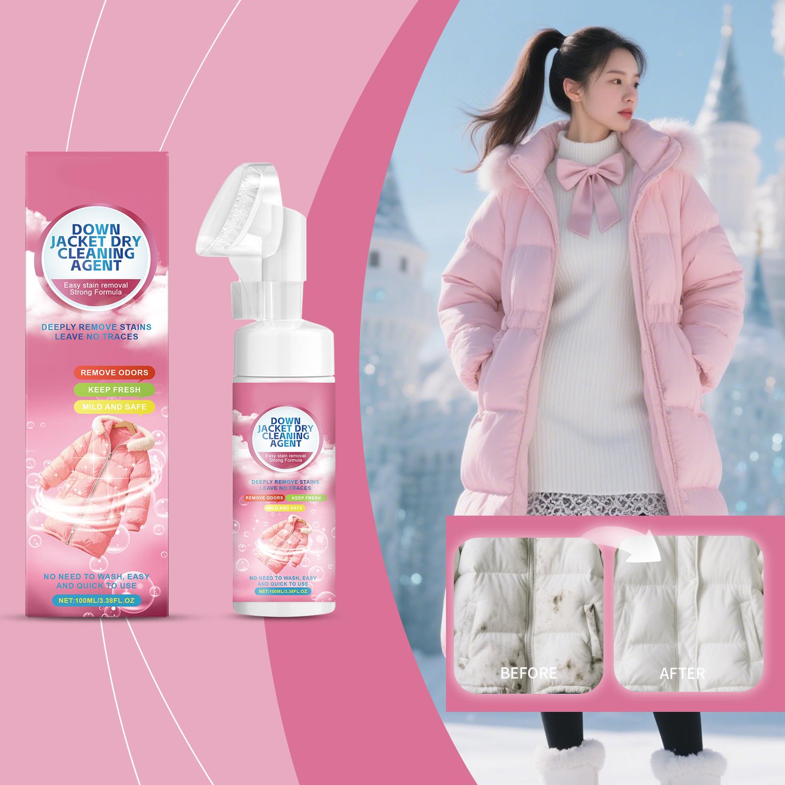 

Down Jacket Dry Cleaning Agent For Stain And Oil Removal, Gentle And Non Irritating, Easy To Clean Clothes100ml One Size рожевий