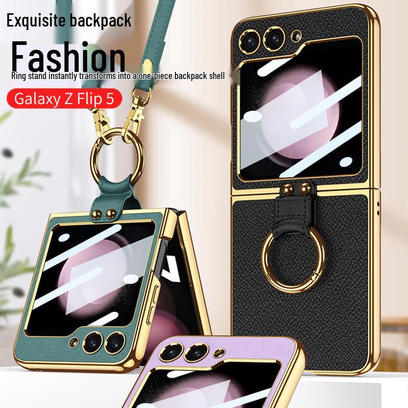 Crossbody Samsung Z Flip 5 Phone Case with Adjustable Lanyard and Strap, Hard Shell