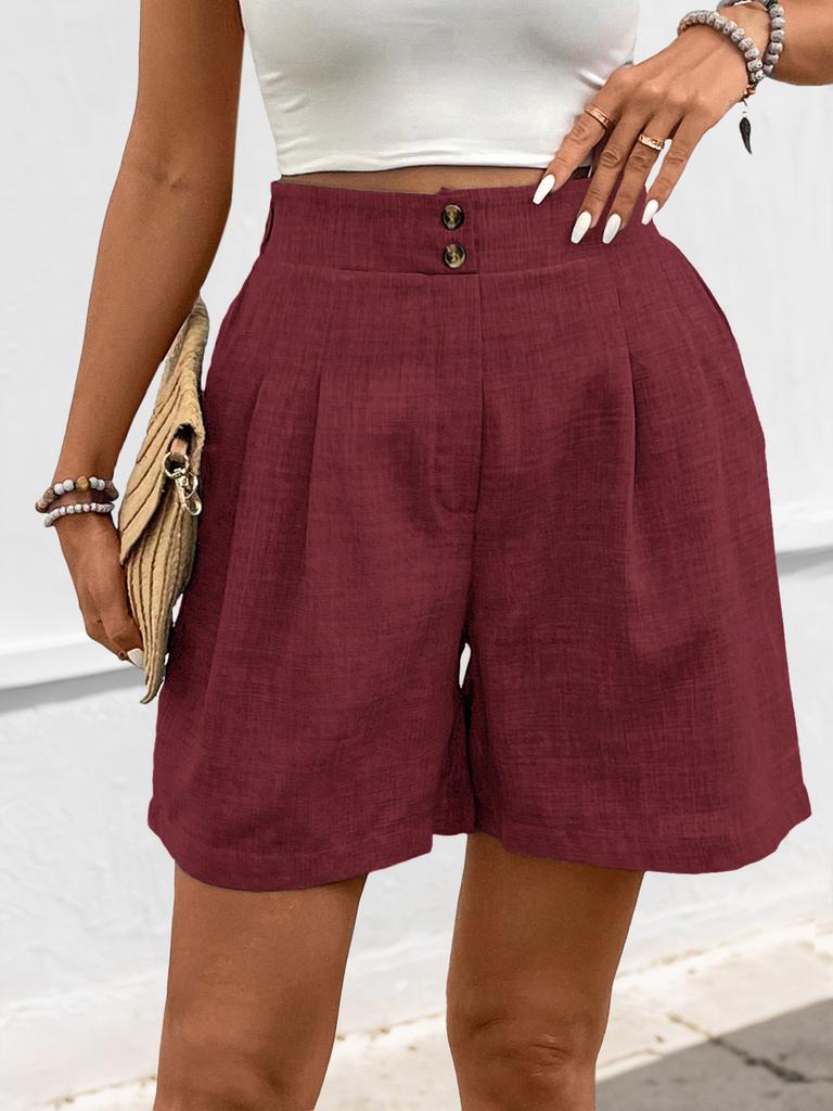 Stretch Waistless Solid-color Casual Shorts - Versatile and Comfortable Straight-leg Women's Pants