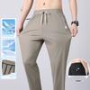 Mens Stretch Casual Pants Elastic Waist Sweatpants Ice Silky Comfortable Pants Wrinkle Resistant Running Slacks