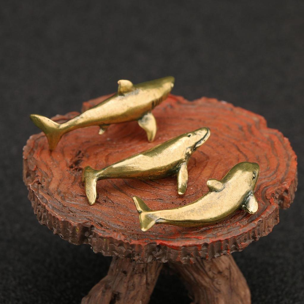Dolphins Sharks Whales Marine Organisms Brass Small Ornament Crafts Retro Copper Figurine Collection Souvenir Gifts