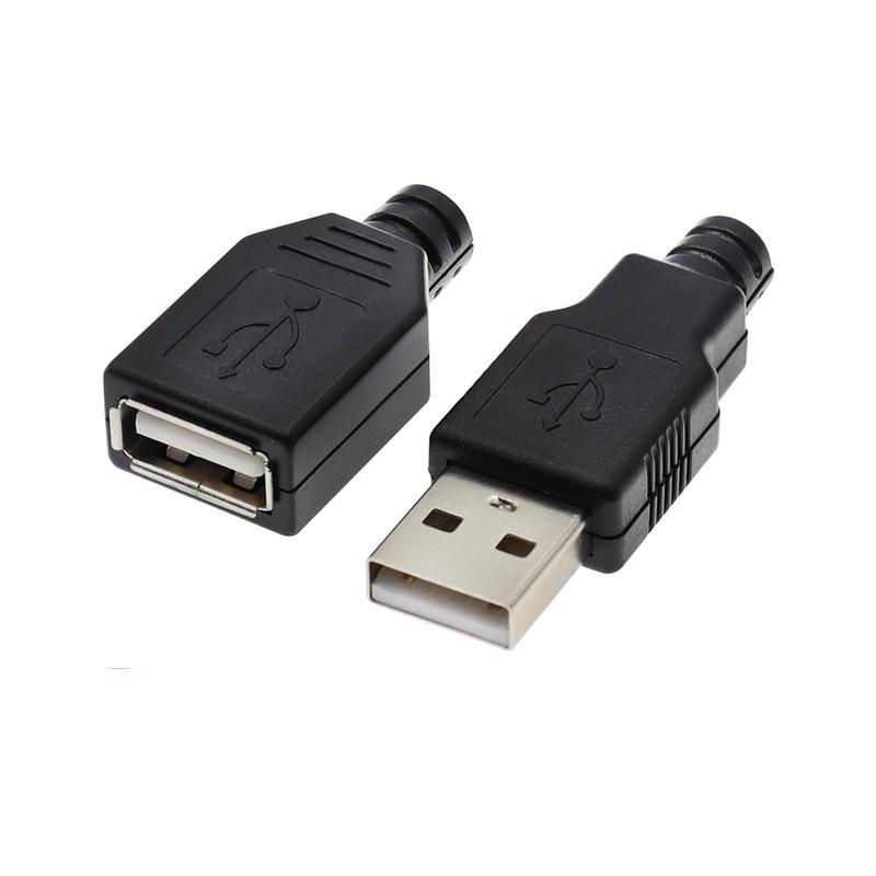 10 Stück Typ A Stecker Buchse USB 4-Pin Stecker Buchsenverbinder Mit Schwarzer Kunststoffabdeckung Typ-A DIY-Kits