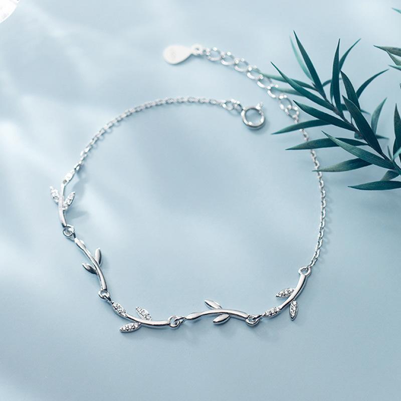 VENTFILLE 925 Sterling Silver Leaf Bracelet For Women INS Sweet Temperament Girlfriend Gift Party Jewelry Accessories 2021 New