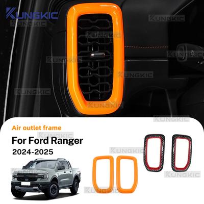 For Ford Ranger 2024 2025 LHD RHD Car Air Outlet Frames Carbon Fiber Pattern Interior Accessories