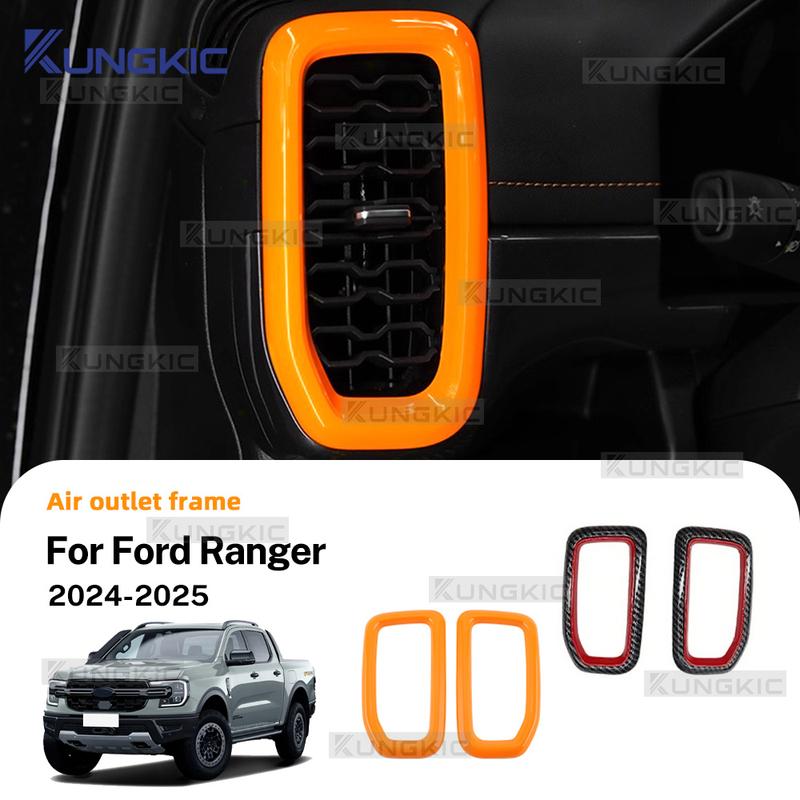 For Ford Ranger 2024 2025 LHD RHD Car Air Outlet Frames Carbon fiber pattern Interior Accessories