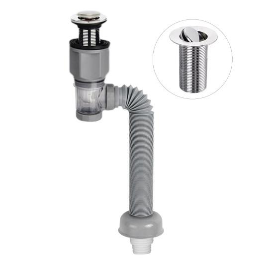 Набір зливного отвору для раковини у ванній кімнаті з гнучким розширюваним сифоном P-подібним сифоном, що захищає від протікання, запобігає запаху. Простота встановлення. Набір гнучких зливних труб для раковини