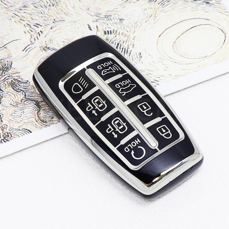 NEW 8 Buttons TPU Car Key Cover Case For Hyundai Genesis G80 GV70 GV80 2019 2020 2021 2022 Remote Key Holder Auto Accessories