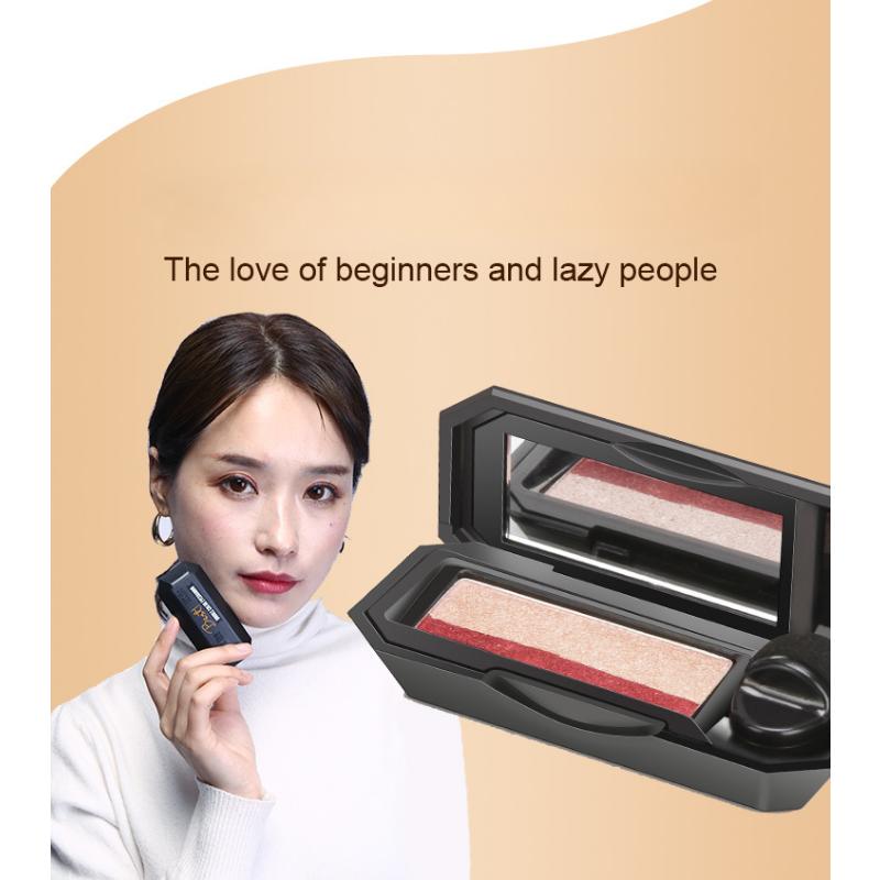 DNM Eyeshadow Elastic Peach Powder Earth Colour Small Sponge Brush Duo Lazy Eyeshadow