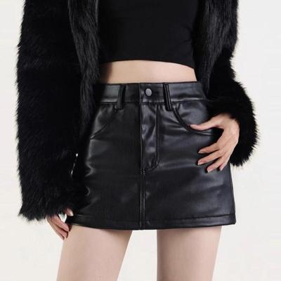Pu Leather Mini Skirt for Women Autumn Winter Sexy Black A-Line Shorts Skirt High Waist Vintage Y2k Clothing