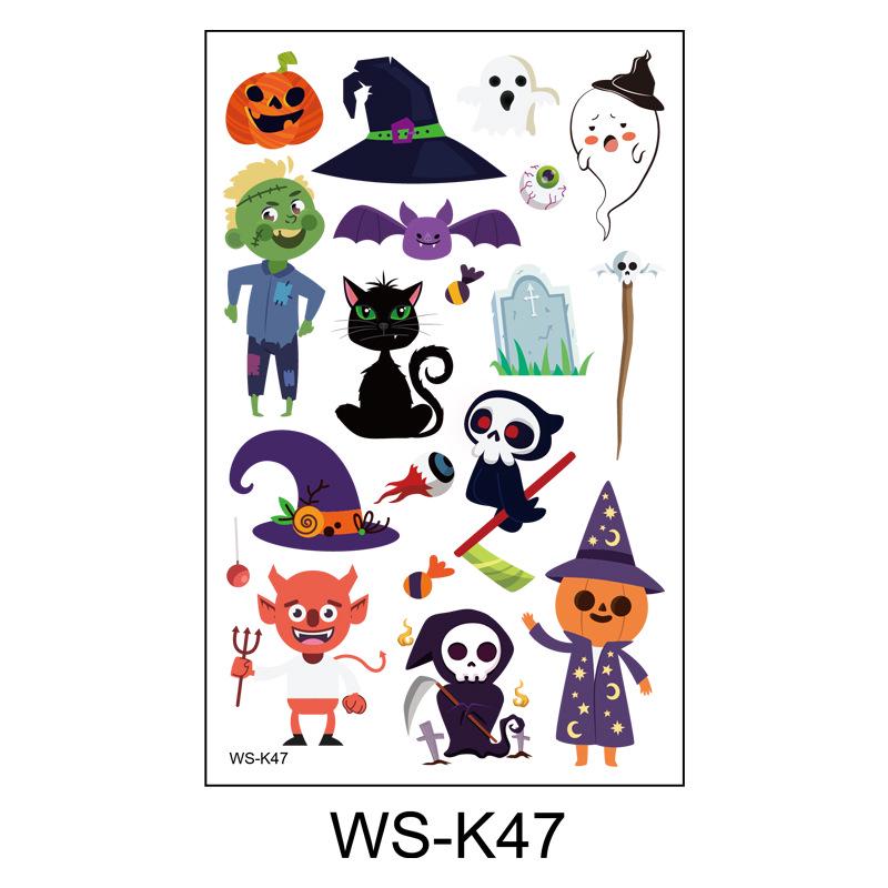 

Waterproof Halloween Cartoon Tattoo Stickers for Kids - Pumpkin Magician Theme 120*76mm, 2g/sheet