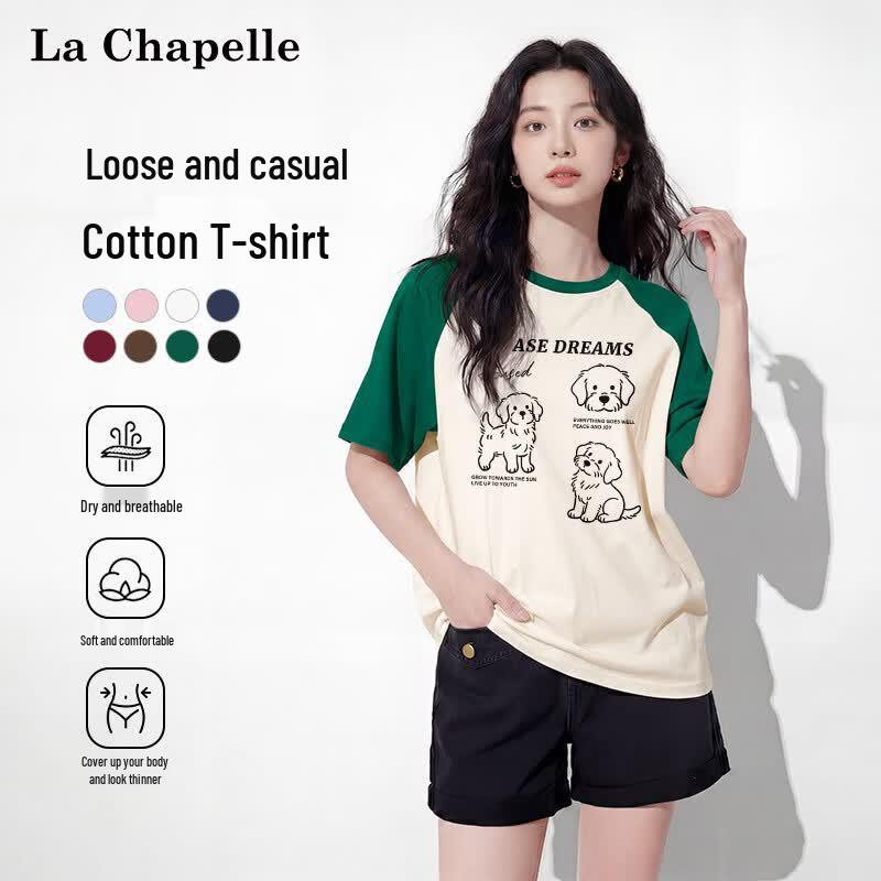 

La Chapelle Women s Raglan Sleeve T-Shirt with Golden Retriever Print XL