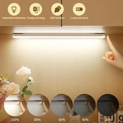USB Rechargeable Car Sensor Light Automatic Induction White Warm Light Bar Magnetic Maual/Sensing Mode Lamp for Floor Trunk