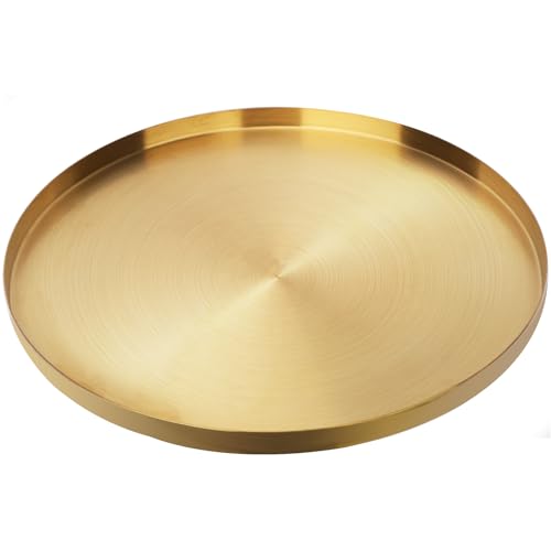 Gold Serving Tray 32cm Stainless Steel Round Decorative Storage Tray
