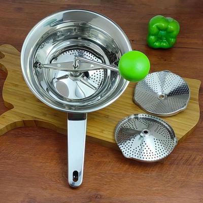 Rotary Food Mill Ergonomic Kitchen Tool Manual Stainless Steel with 3 Milling Discs for Mashed