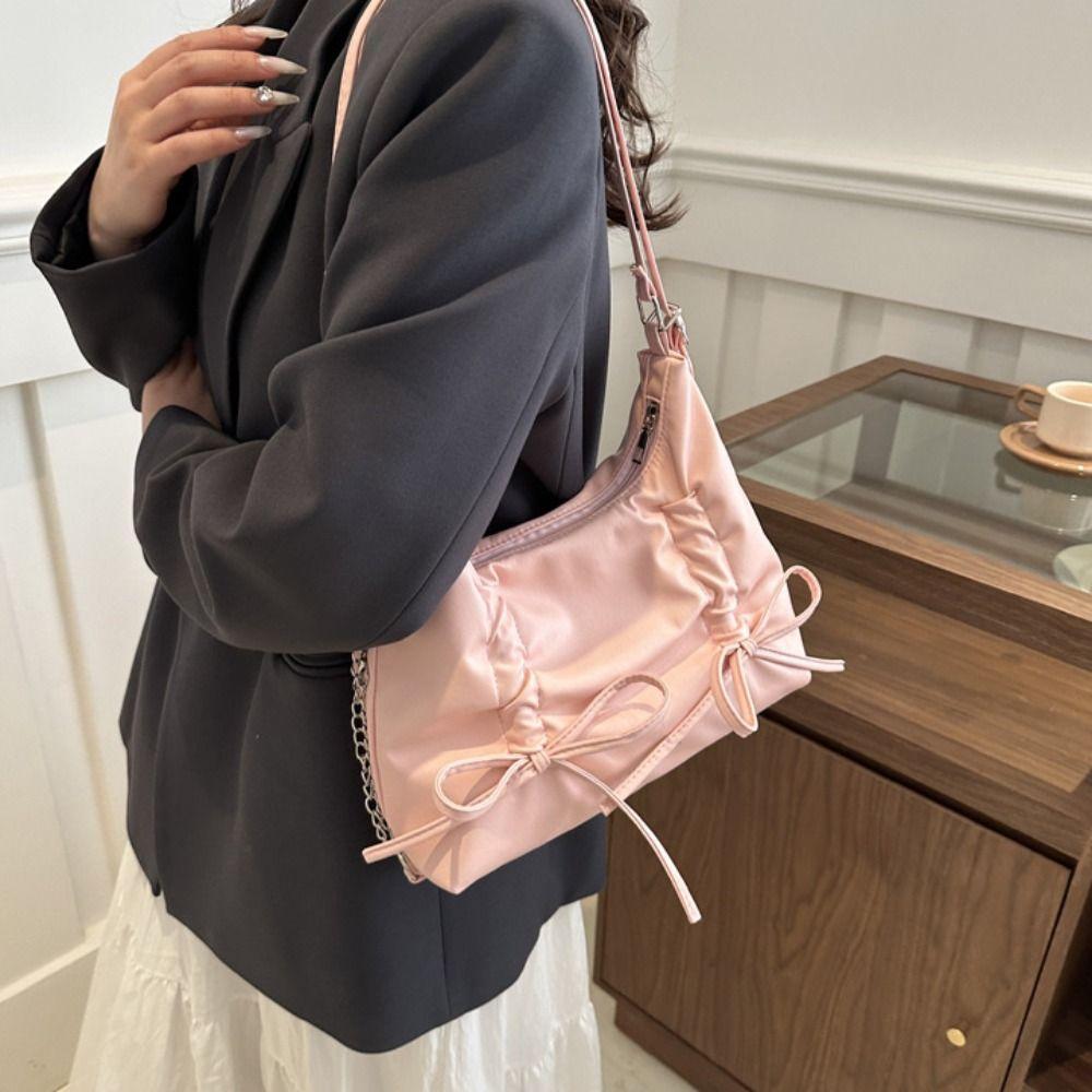 Zipper Bowknot Shoulder Bag Handbag Girl Crossbody Bag Elegant Bow Tote Bag  Ladies/Girls