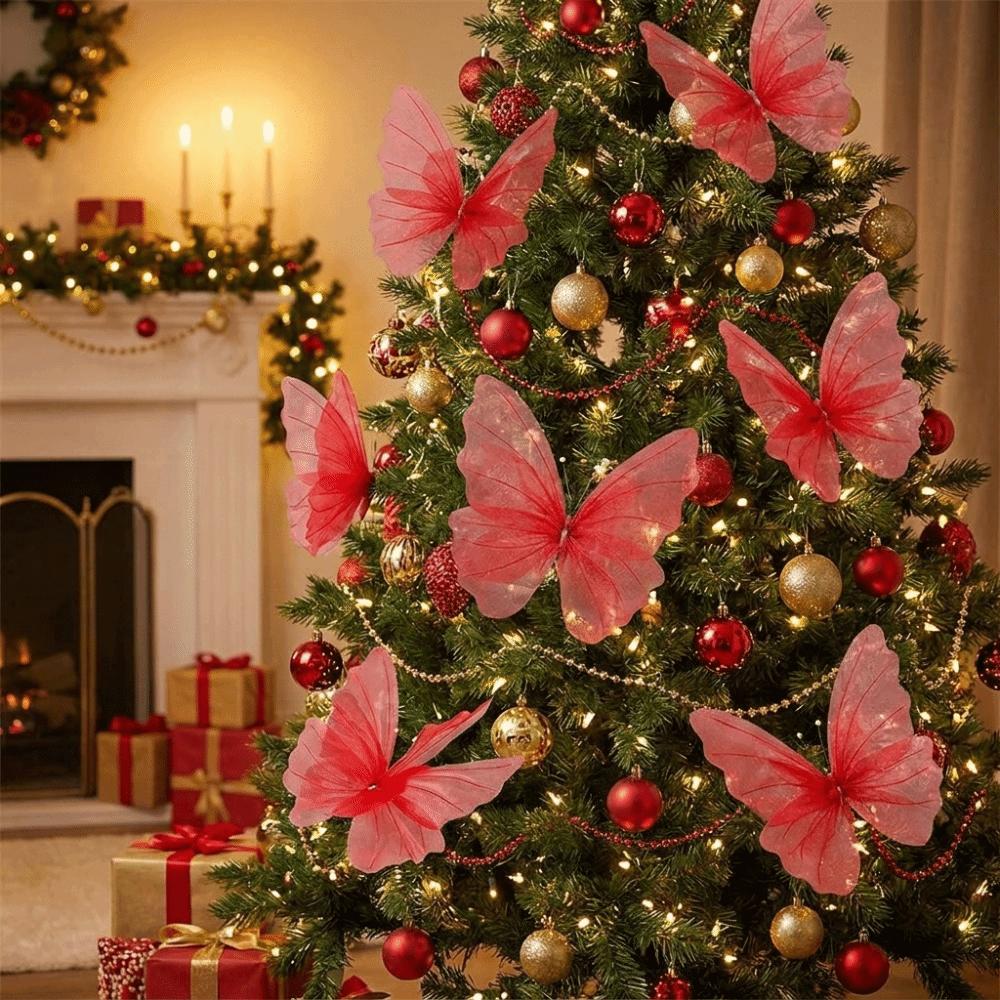 3D Texture Christmas Tree Butterfly Decoration Realistic Large Artificial Butterfly Pendant Simulated Artificial 3D Butterfly