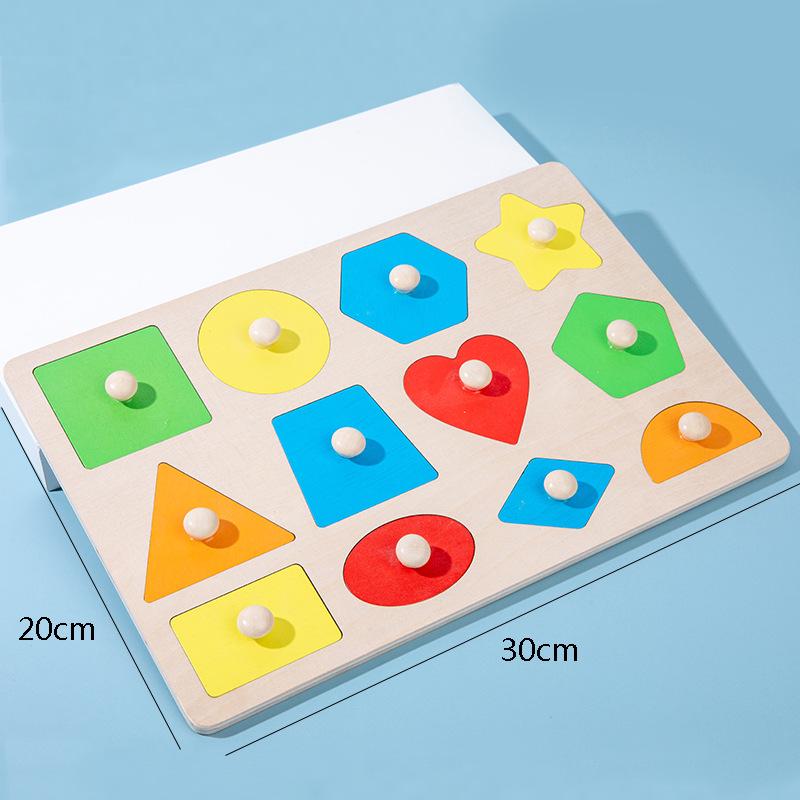 Toddler Montessori Wooden Geometric Shape Recognition Puzzle