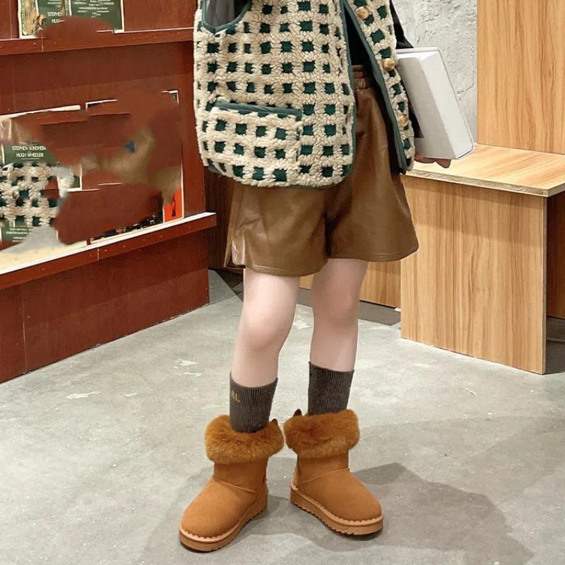 Zimní Nové Dětské Sněhule pro Dívky Plus Sametové Princeznovské Kotníkové Boty pro Dívky Teplé Dětské Bavlněné Boty pro Děti