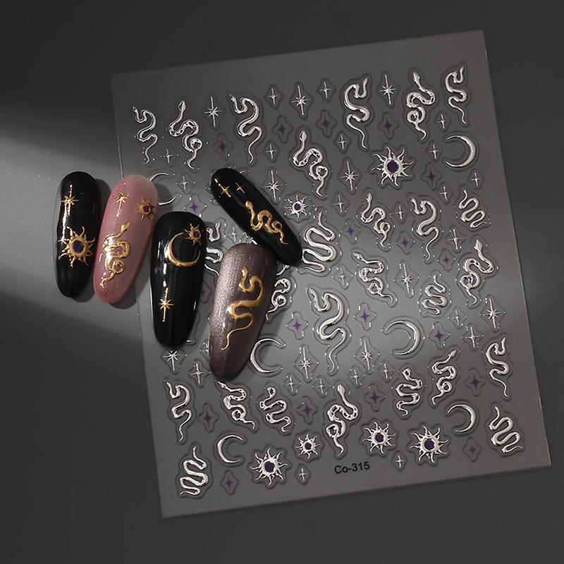 Zodiac Snake Year Nail Art Sticker Nail Decal Self-Adhesive Nail Stickers Punk Snake Nail Art Decorations Manicure Decals