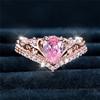 Luxury Female Pink Water Drop Zircon Stone Ring Dainty Rose Gold Wedding Jewelry For Women