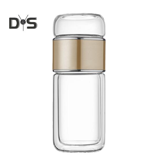 Tee-Ei-Flasche aus Glas, doppelschichtige Isolierung, tragbarer Reise-Teekocher mit Filter, 300 ml, auslaufsicherer Trinkbecher für Aktivitäten im Homeoffice und im Freien