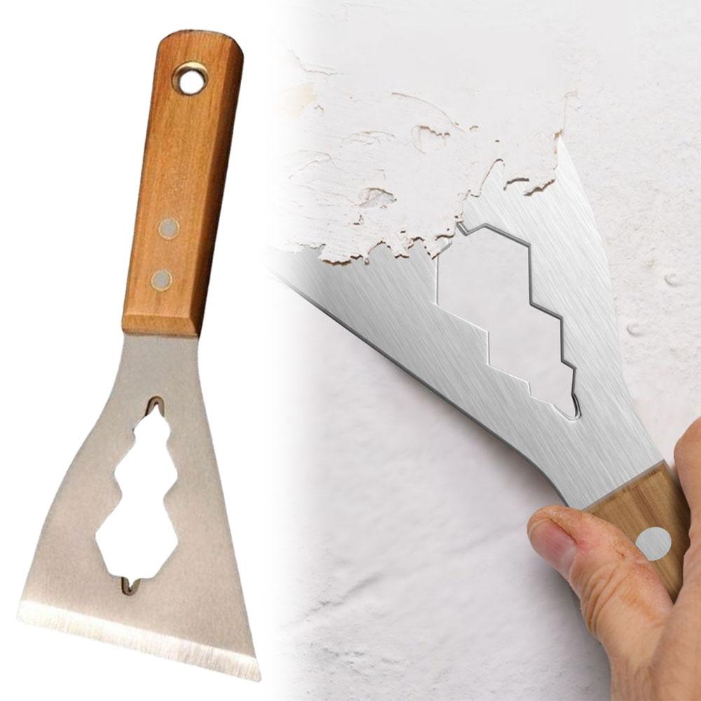 Multifunction Putty Knife with Wooden Handle Steel Thickened Plaster Filling Spatula Scraper Hand Tool for Wall Decor Paint Tool