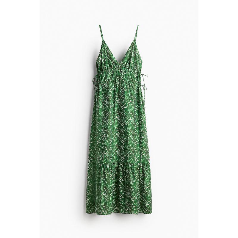 

HM Women s Clothing Dress Autumn Flare Skirt Vacation Style Sling Loose Plant Print Sling Dress 1233862 Green/Pattern 155/80