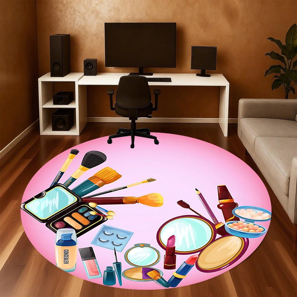1pc makeup cosmetics Round Chair mat Area Rug - Non-Slip, Floor Mat for Office, Bedroom, and Indoor Decor c1125366
