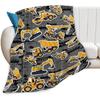 Construction Truck Throw Blanket Cozy Fleece Flannel Print Blanket for Boys Girls Adult Sofa Bed Decor