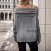 Womens Long Sleeve Knit Sweater Solid Color Off Shoulder Turtleneck Loose Fit Winter