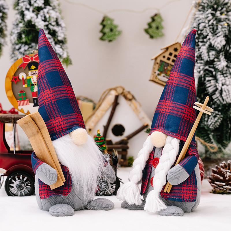 And Red Festive Blue Plaid Gnome Decoration Ideal For Cheerful Setups Christmas