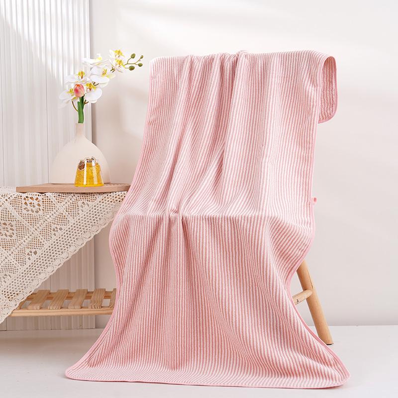 Warp-Knit Striped Coral Fleece Towels: Thick, Absorbent Face & Bath Gift Set