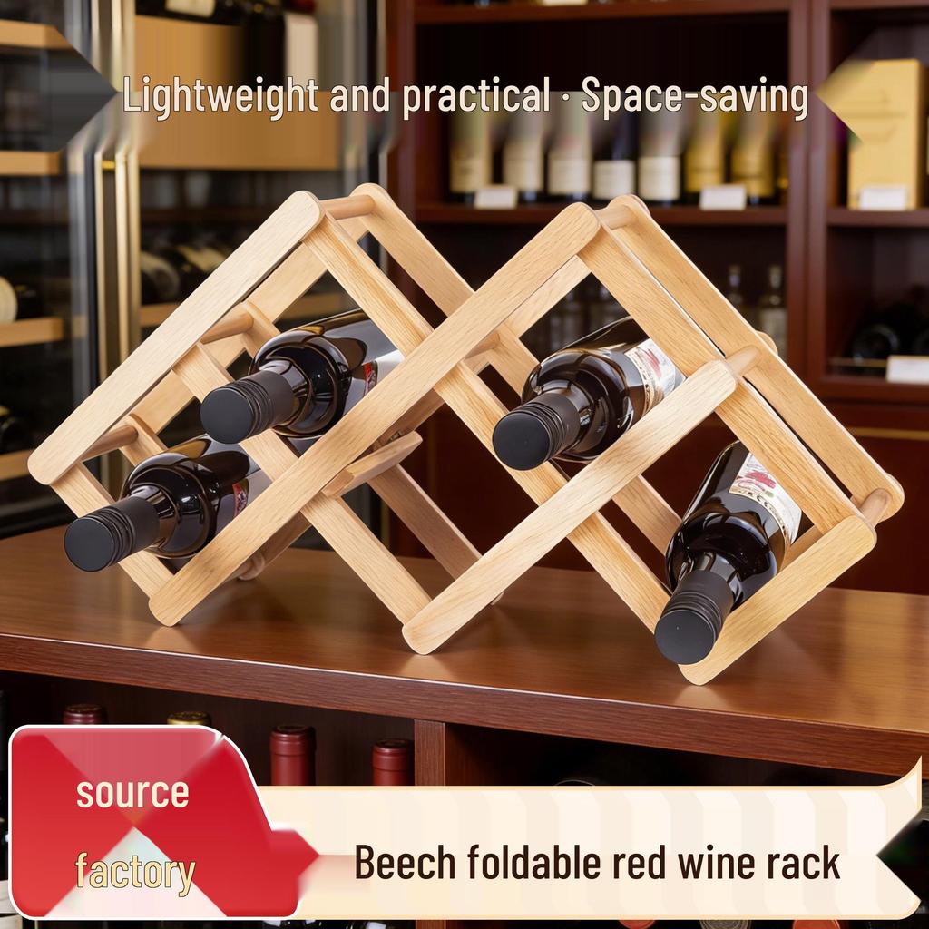 Beech Wood Anti-Shake Red Wine Rack Ornament for Bottle Storage