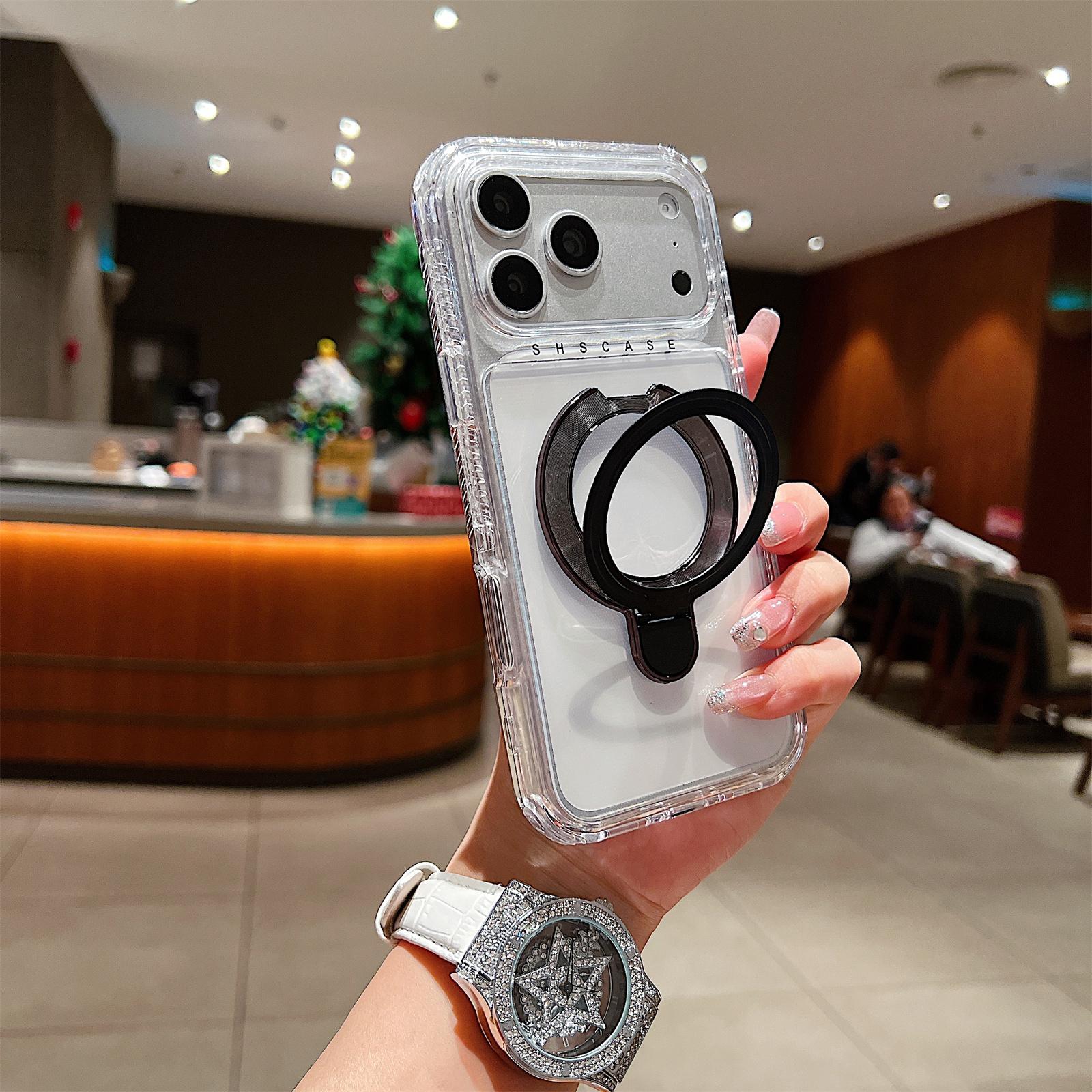 For iPhone 17 Pro Case Compatible with MagSafe Kickstand Shockproof PC + TPU Clear Phone Cover