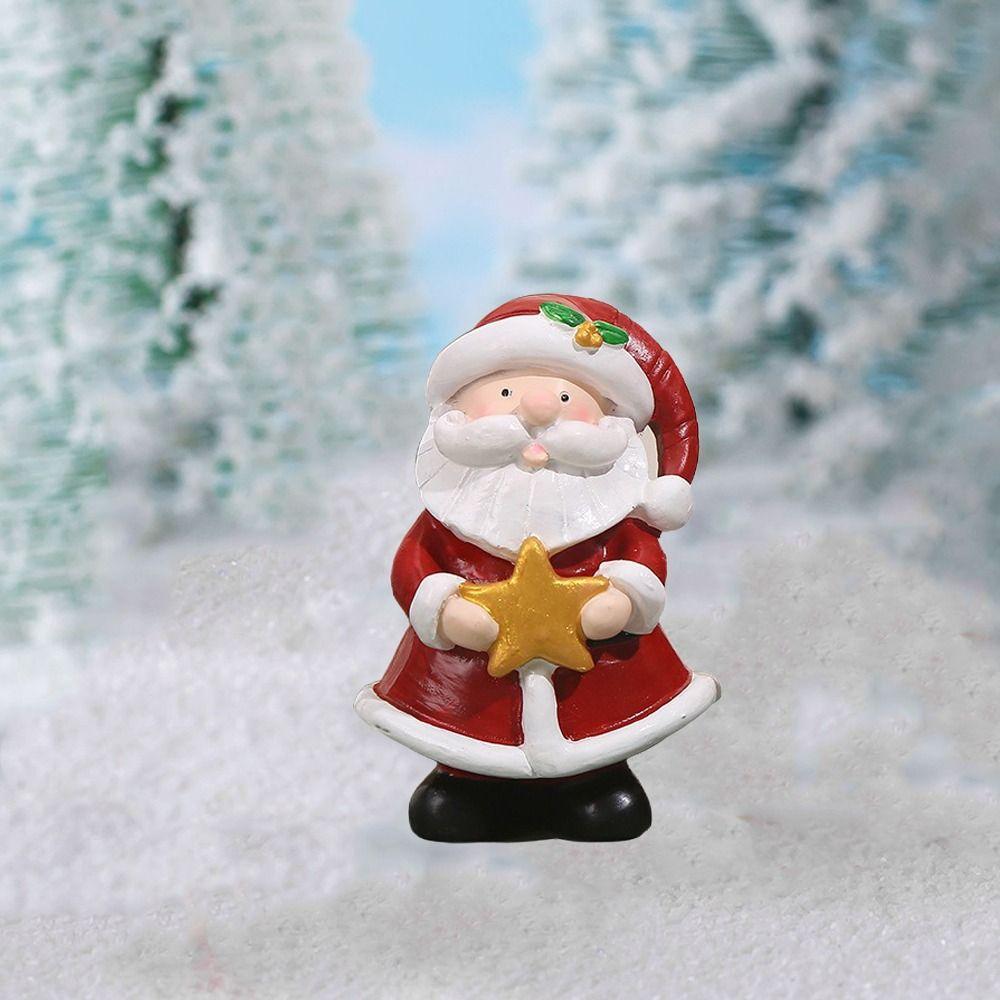 Resin Santa Claus Figurine Creative Miniature Sculpture Crafts Santa Claus Statue  Gift
