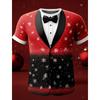 Albero di Natale Fiocco di neve Moda Casual Top Uomo Stampa 3D T-shirt Tee Party Street Rosso Finto Abito Manica Corta Girocollo Camicia