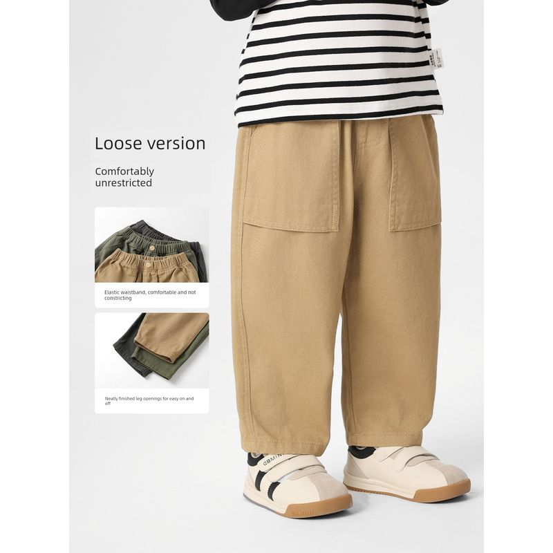 Boys' Casual Pants with Large Pockets, 2026 New Style Children's Clothing for Spring and Autumn, Toddler Boys' Trendy Spring and Autumn Wear