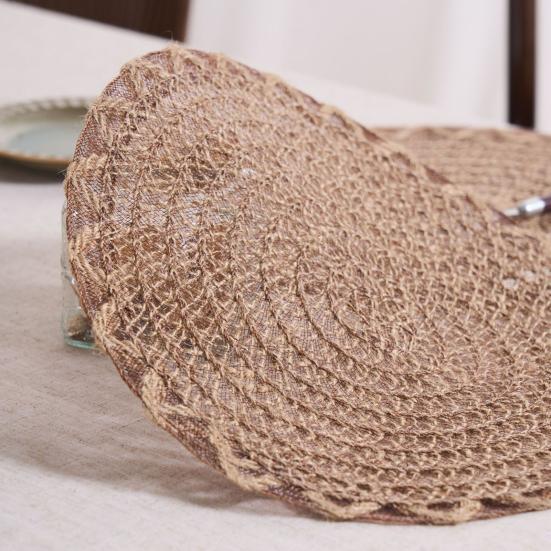 Round Boho Placemat Handwoven Heat Insulation Placemat Rustic Table Protector Mat for Home Farmhouse Weddings Baby Showers