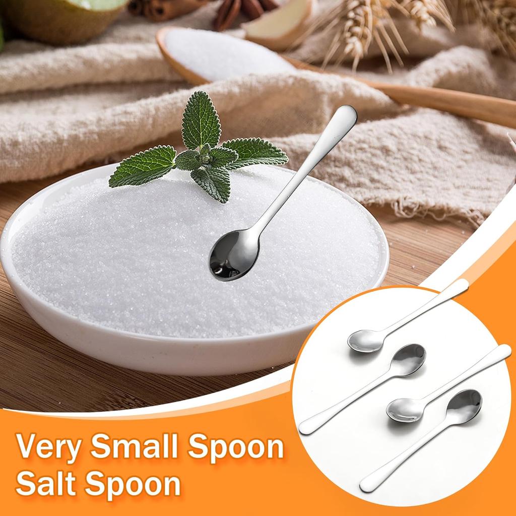 2.87" Tiny Mini Spoons 10pcs, Super Small Stainless Steel Spoons for Spices Jars, Salt, Sugar – Cute Little Serving Spoons for Tiny Jars (10,