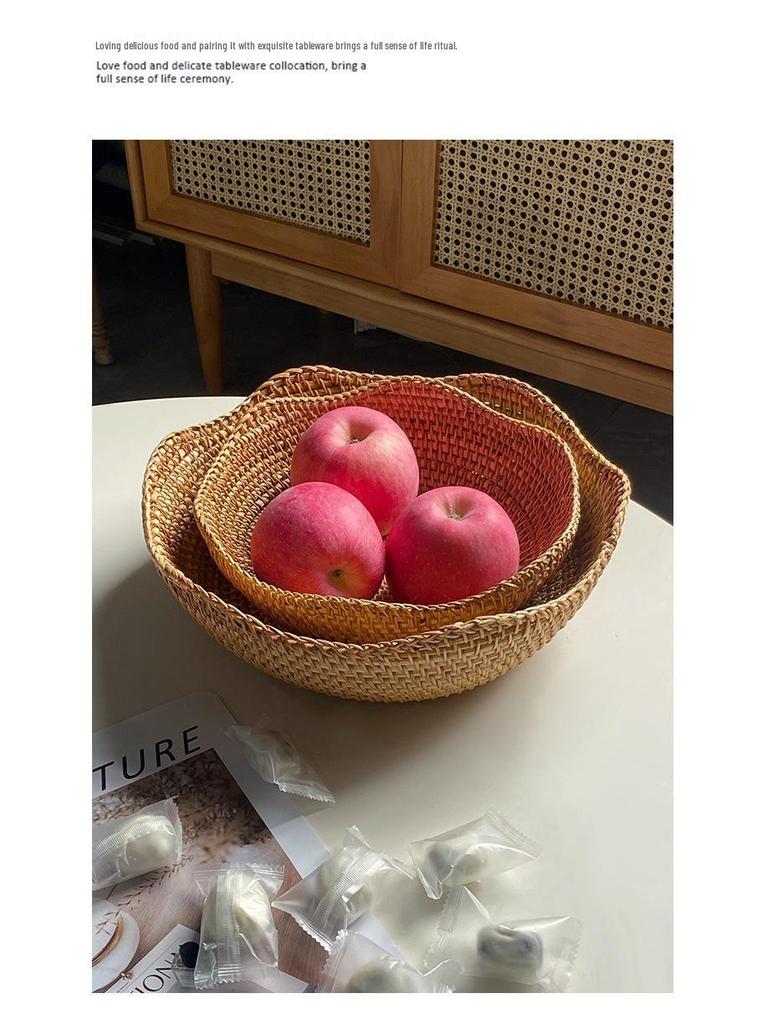 Hand-Woven Vietnamese Autumn Vine Tea and Snack Plate