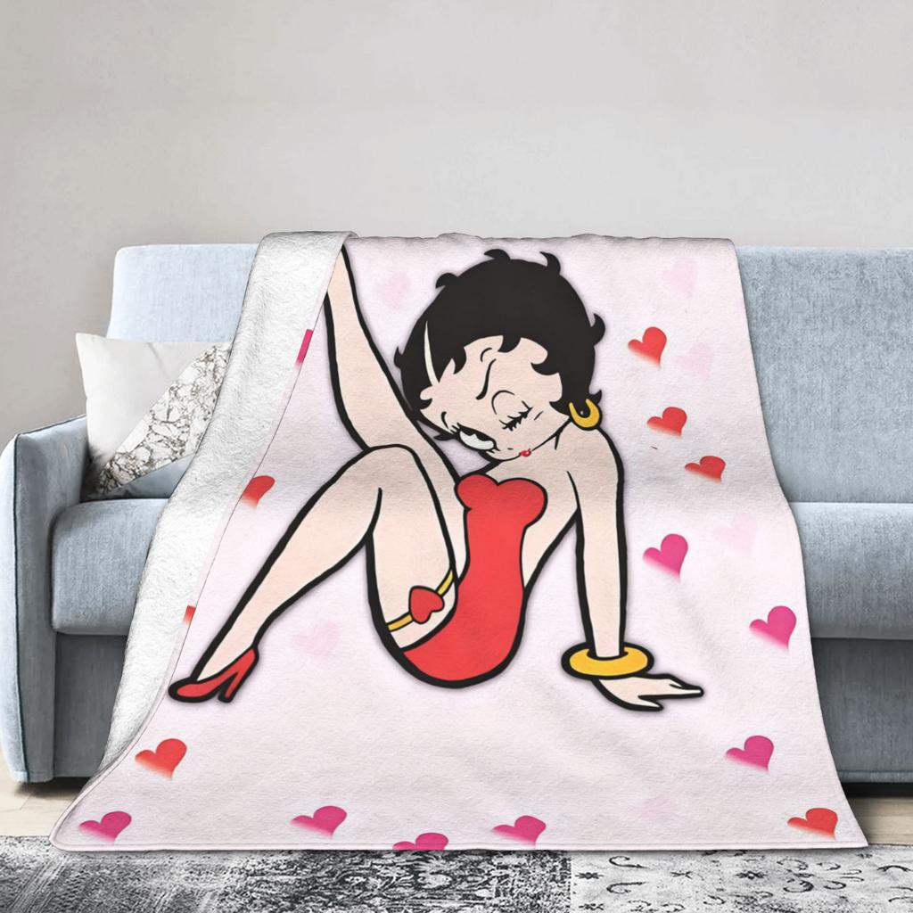 B-Bettys Boops Blanket  Super Warm Pattern Plush Throw Blanket For Boy Girl Bedroom Flannel Bedspread Bed Cover