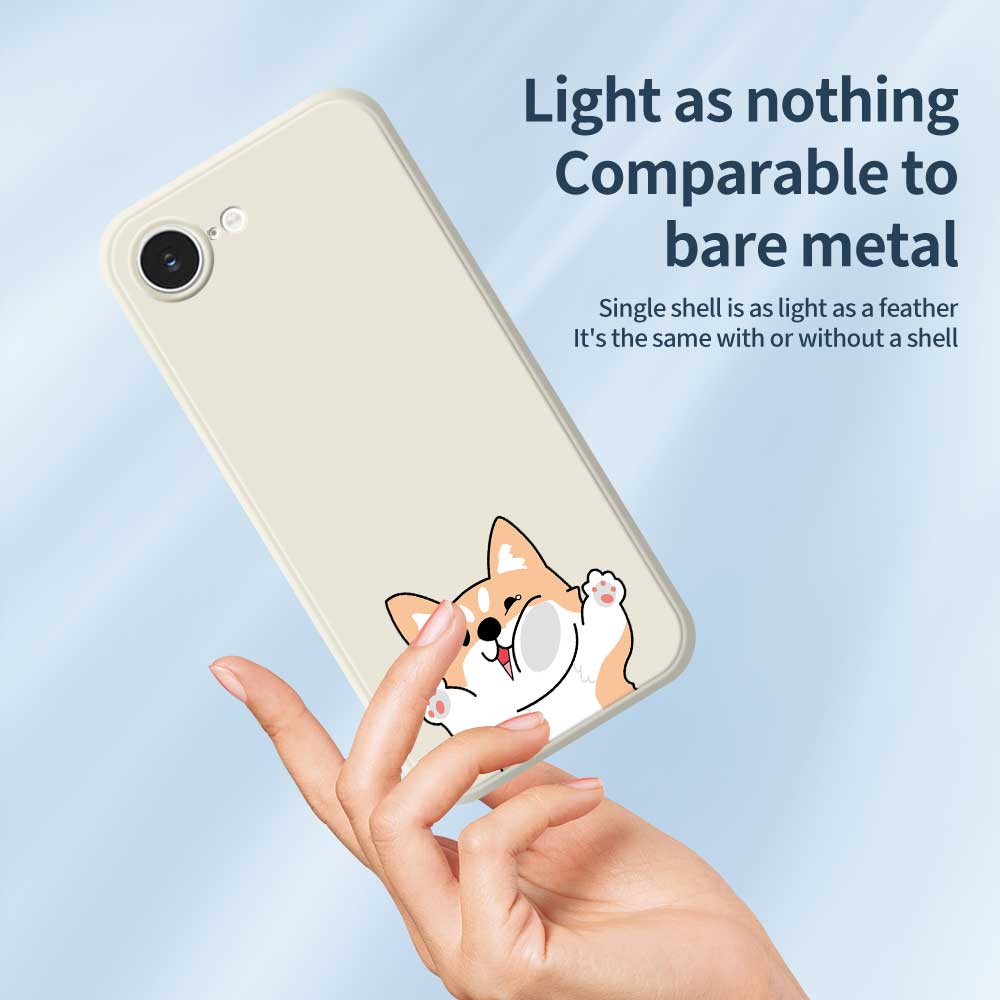 For iPhone 16e Case Cartoon Dog Pattern Printing Straight Edge TPU Phone Back Cover