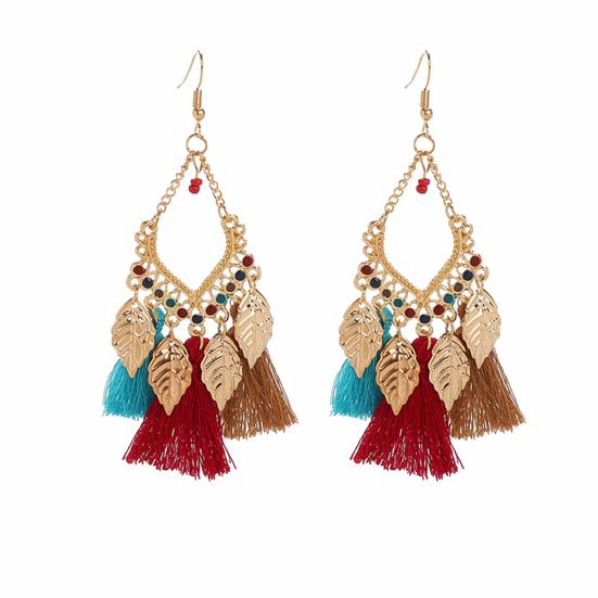 1 Pair Dangle Earrings Ethnic Style Fade-Resistant Decorative Tassel Hook Earrings Jewelry