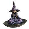 Resin Witch Statue Sparrow Feeding Station Weather-Resistant Hummingbird Feeder for Outdoor Garden Backyard Patio Yard Porch