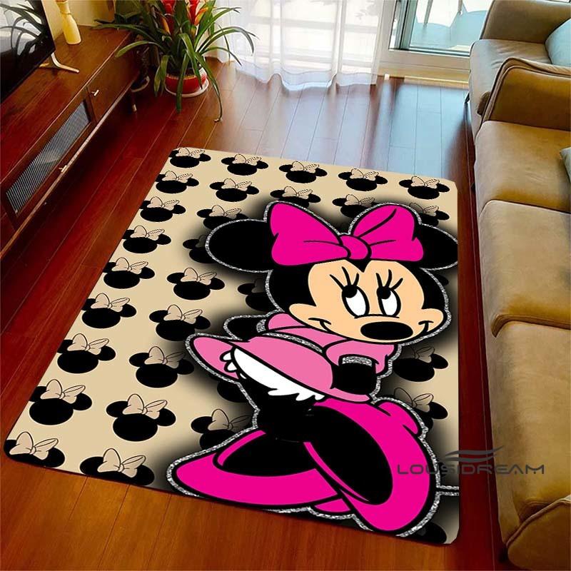 Cute Pink Minnie Mouse Cartoon Rug, Suitable for Living Room, Bedroom, Kitchen, Hallway, Children's Non-slip Floor Mat,