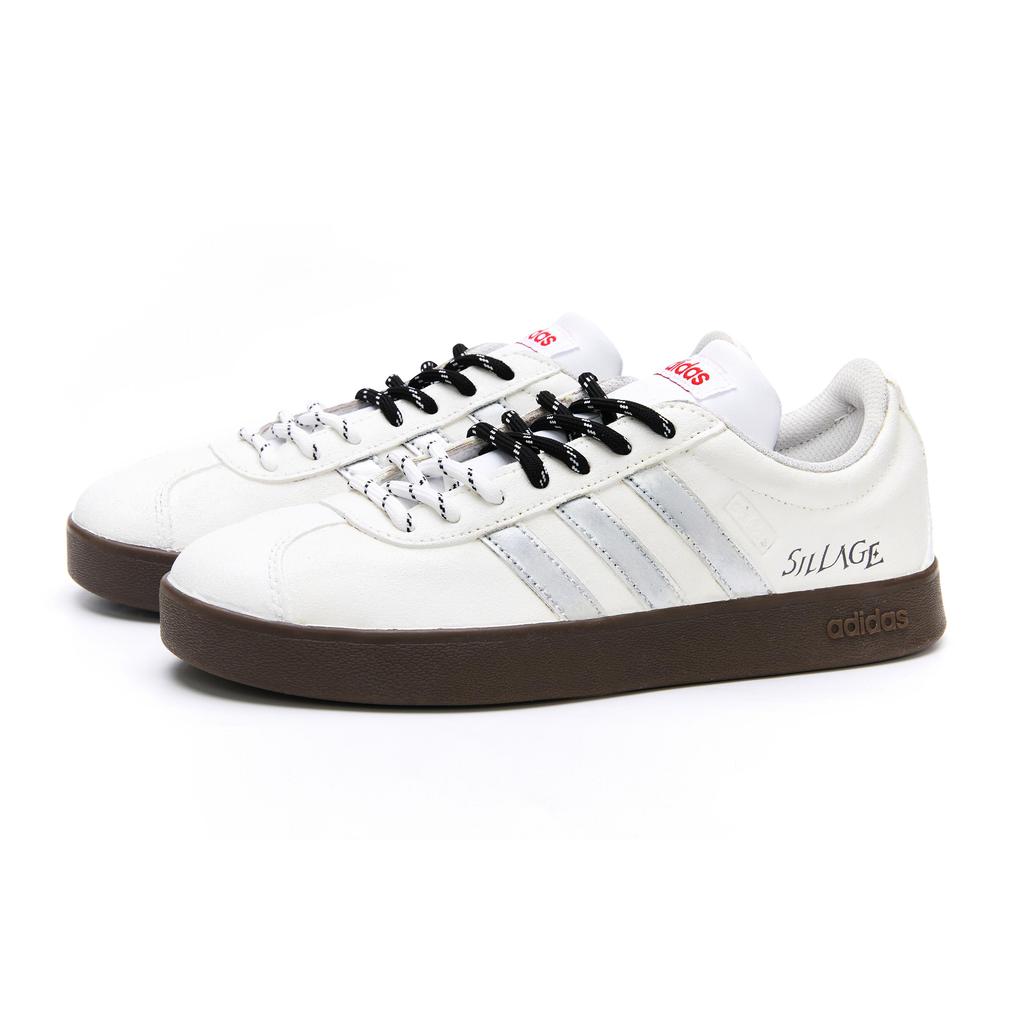 Adidas VL COURT 2.0 Moon Iridescent Abrasion Resistant Low top Skateboard Shoes Unisex White HQ1802(Team1477-)