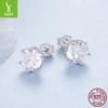 Explosive Six-Claw Round Zircon Stud Earrings, Simple And Atmospheric S925 Sterling Silver Fashion Stud Earrings.
