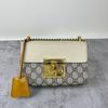 [Gebraucht] Vorhängeschloss Metallschloss Logo Kette Canvas und Leder Box Tasche - Ausgezeichnet #BSXA4L