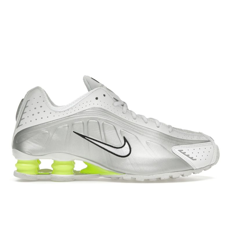 

Nike Shox R4 White Metallic Silver Women Sneakers Volt AR3565-102 36.5